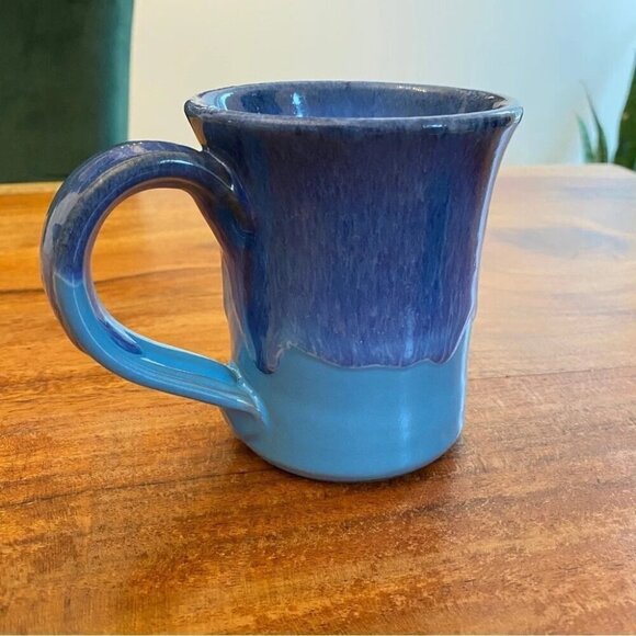 Deneen Pottery Hand Thrown Light Blue Drip Glaze The Original Pancake House Mug - Picture 10 of 12